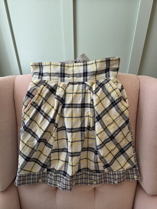 Anthropologie Dresses & Skirts - Anthropologie Preloved Handcut Medium Summer Yellow Plaid Midi Skirt